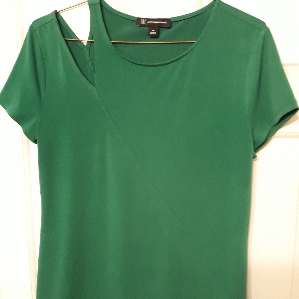 INC Green Cold Shoulder Top